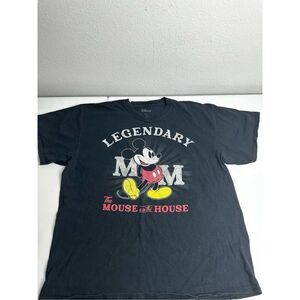 Rare Disney Legendy Mickey Mouse’s is in House MOM T-Shirt Black Womens XL